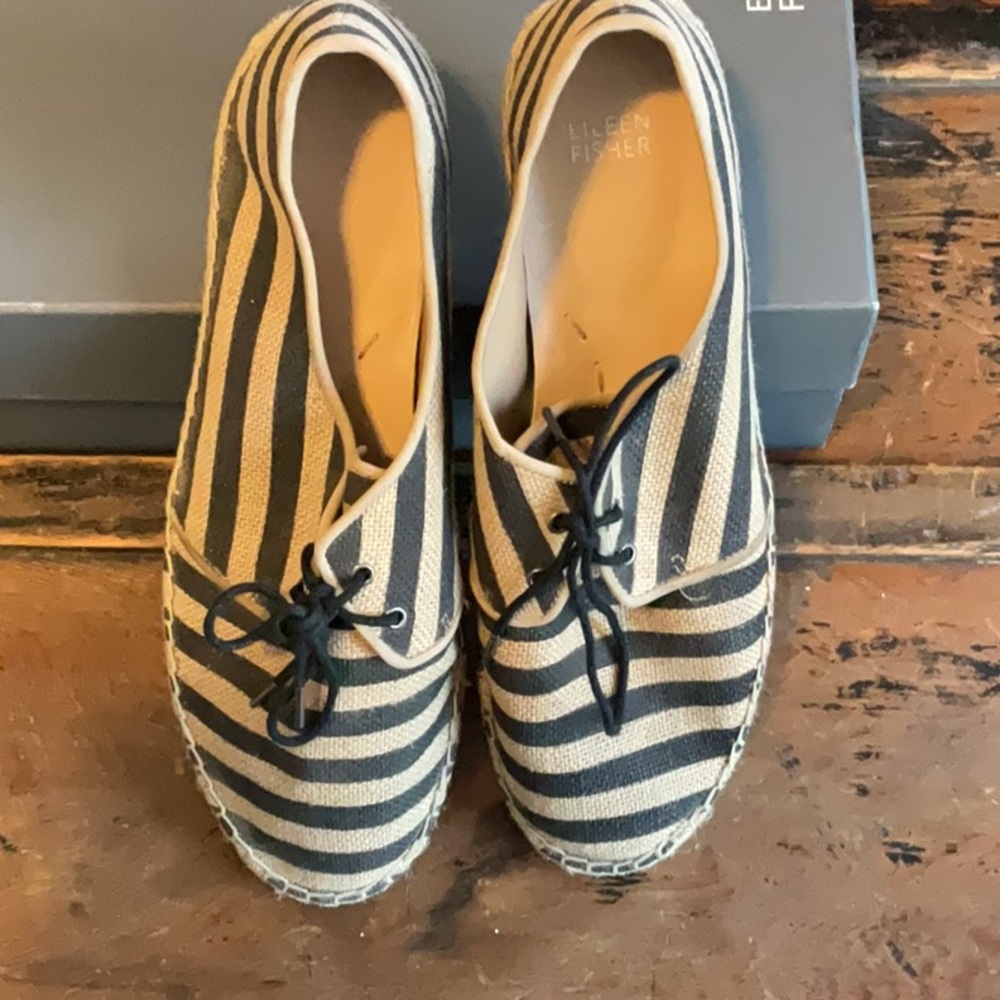 Eileen Fisher Striped Espadrille Shoes size 9